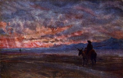 Auringonlasku (väri litho) tekijältä Alexander Wallace Rimington