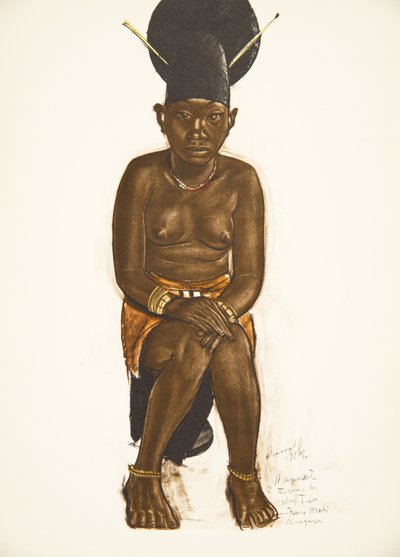 Napudre, Tuban (Niangara) Haut Ouellen vaimo Drawings and Paintings of Africasta, teloitettiin Citroen Center Africa -retkikunnan aikana, toinen Haardt Audouin-Dubreuil -tehtävä, pubi. Pariisi, 1927 ( tekijältä Alexander Yakovlev