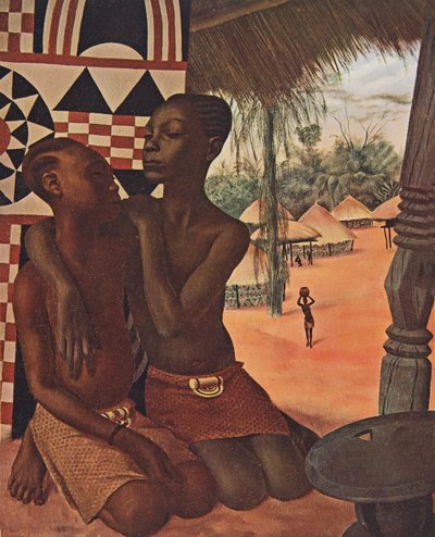Titi ja Naranghe, päällikkö Eki Bondon (Haut Ouelle) tyttäret (toinen Mangbetou-äidiltä, toinen Matchaga-äidiltä), teoksesta Drawings and Paintings of Africa, joka on toteutettu Citroen-keskuksen Afrikka-akatemian aikana. tekijältä Alexander Yakovlev