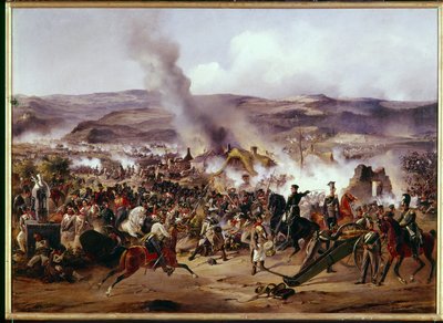 Napoleonin sodat: Kulmin taistelu (nykyinen Chlumec) Böömissä (Tšekin tasavalta) 30.8.1813 vastustaen Ranskan armeijaa Preussin, Itävallan ja Venäjän joukkojen liittoumaa vastaan ​​Saksan kampanjan aikana. Alexanderin maalaus tekijältä Alexander von Kotzebue