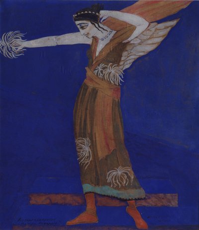 Pukusuunnittelu I. Annenskyn näytelmään Famira-kifared, 1916 tekijältä Alexandra Alexandrowna Exter