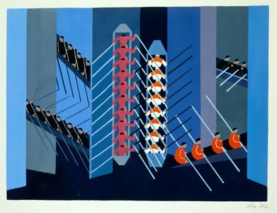 Kokeellinen lavastus, kuvitus Alexandra Exterin teoksesta "Maquettes de Theatre", julkaistu 1920-luvulla (litho) tekijältä Alexandra Alexandrowna Exter