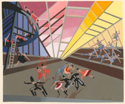 Maisemasuunnittelu portfoliosta Décors de Théâtre, 1930. tekijältä Alexandra Alexandrowna Exter