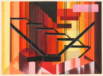 Maisemasuunnittelu portfoliosta Décors de Théâtre, 1930. tekijältä Alexandra Alexandrowna Exter