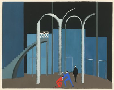 Maisemasuunnittelu portfoliosta Décors de Théâtre, 1930. tekijältä Alexandra Alexandrowna Exter