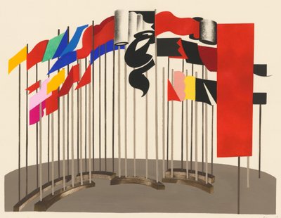 Maisemasuunnittelu portfoliosta Décors de Théâtre, 1930. tekijältä Alexandra Alexandrowna Exter