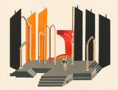 Maisemasuunnittelu portfoliosta Décors de Théâtre, 1930. tekijältä Alexandra Alexandrowna Exter