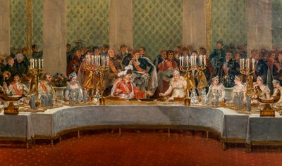 Napoleon Bonaparten (1769-1821) ja Marie-Louise de Habsburg-Lorrainen (1791-1847) hääjuhla 1810 - Yksityiskohta: Napoleon I:n ja Marie-Louisen hääjuhla Palais desin teatterissa Tuileries, 2. huhtikuuta tekijältä Alexandre Dufay