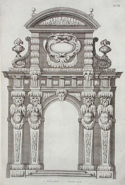 Park Gateway, kirjasta "Book of Architecture, Containing Used Porticos", kaivertanut Melchior Tavernier (n. 1564-1641), julkaistu 1631 (kaiverrus) tekijältä Alexandre (after) Francini