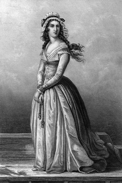 Charlotte Corday (1768-1793), Girondist Ranskan vallankumouksen aikaan, hän murhasi Jean Paul Maratin 13. heinäkuuta tekijältä Alexandre (after) Lacauchie