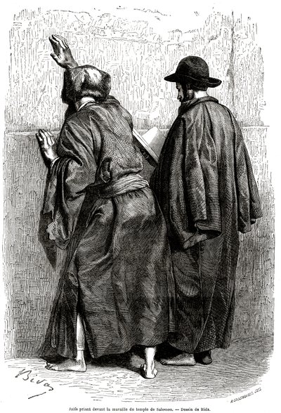 Juifs priant devant le mur de Salomon, Jerusalem tekijältä Alexandre Bida