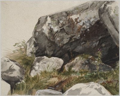 Kalliomaisema (akvarelli, tussi ja hiili) tekijältä Alexandre Cabanel