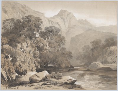Maisema, 1800-luku. tekijältä Alexandre Calame