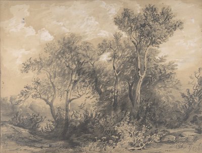 Trees recto, Soldiers in a Wood verso, 1800-luvun alkupuolelta puoliväliin. tekijältä Alexandre Calame
