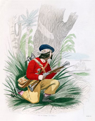 Merirosvo, P. Christianin teoksesta "Histoire des Pirates", kaiverrettu Huartin toimesta, 1852. tekijältä Alexandre Debelle