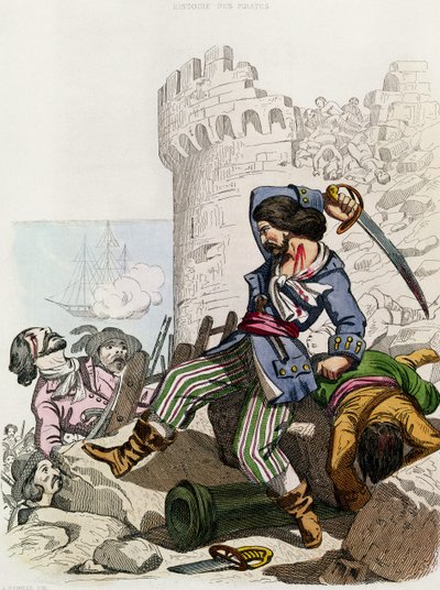 Chevalier de Gramont, P. Christianin teoksesta "Histoire des Pirates", kaiverrettu A. Catelin toimesta, 1852. tekijältä Alexandre Debelle