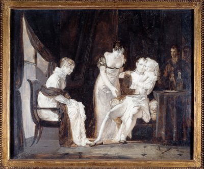 Napoleon Rooman kuninkaan kanssa. Napoleon I Bonaparte (1769-1821), hänen vaimonsa Marie-Louise Itävaltalainen (1791-1847) ja hänen sylissään heidän poikansa Napoleon II kutsuttiin Rooman kuninkaaksi eli Aigloniksi (1811-1832). Alexandre Evariste Fragonard tekijältä Alexandre Evariste Fragonard