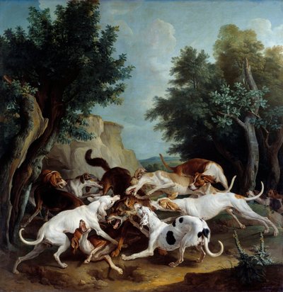 Francois Desportesin (1661-1743) Wolf Hunt -maalaus 1725 su. 3,36x3,32 m poro, Musee des Beaux Arts tekijältä Alexandre Francois Desportes