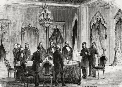 Konstantinopolin konferenssi, joulukuu 1876, kaiverrus, Turkki tekijältä Nicolas Toussaint Charlet