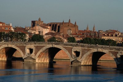 Pont-Neuf Garonne-joen yli, Toulouse, Midi-Pyreneet, Ranska tekijältä Nicolas Toussaint Charlet