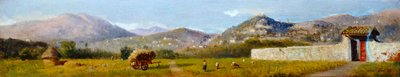 Toscanan maisema, Lorenzo Gelati (1824-1893), öljy pahville tekijältä Nicolas Toussaint Charlet
