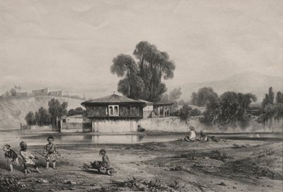 Paviljonki joen reunalla. tekijältä Alexandre Gabriel Decamps