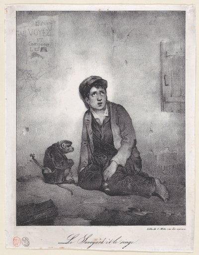 Poika Savojasta ja hänen apinansa, 1823. tekijältä Alexandre Gabriel Decamps