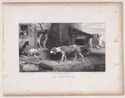 Kennel, sarjasta Hunting Scenes, 1829. tekijältä Alexandre Gabriel Decamps