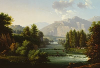 Vuoristoinen maisema tekijältä Alexandre Hyacinthe Dunouy