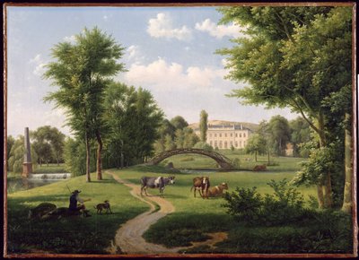 Näkymä Chateau de Villiers-Saint-Paulin linnaan Senlisin lähellä. tekijältä Alexandre Hyacinthe Dunouy