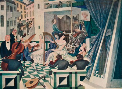 Yksityiskohta seinämaalauksesta yksityistalon konserttihuoneessa, n. 1927 tekijältä Alexandre Jacovleff