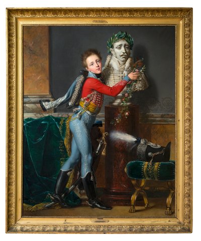 Nuori vicomte de Laborde kuolleen isänsä rintakuvan kanssa Wagramissa tekijältä Alexandre-Jean Dubois Drahonet