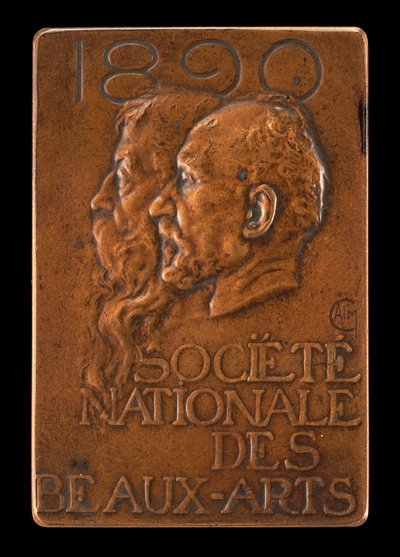 National Society of Fine Arts: Jean-Louis Ernest Meissonier ja Pierre Puvis..., [takapuoli], 1890. tekijältä Alexandre Louis Marie Charpentier