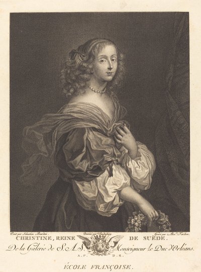 Ruotsin kuningatar Kristiina tekijältä Alexandre Tardieu after Sébastien Bourdon after Charles Auguste van den Berghe