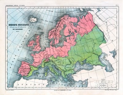 Fyysisen Euroopan kartta tekijältä Alexandre Vuillemin