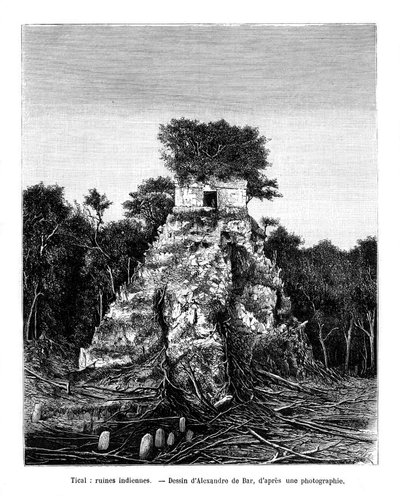 Mayan rauniot, Tikal, Guatemala, 1800-luku tekijältä Alexandre de Bar