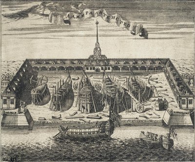 Näkymä Admiralty Shipyardista Pietarissa, 1717 tekijältä Alexei Ivanovich Rostovtsev