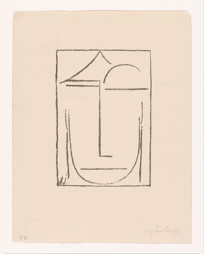 Nimetön (pää) (pää) tyylitellyt kasvot Kopf I (alkuperäinen nimi) tekijältä Alexei Jawlensky (signed by artist)