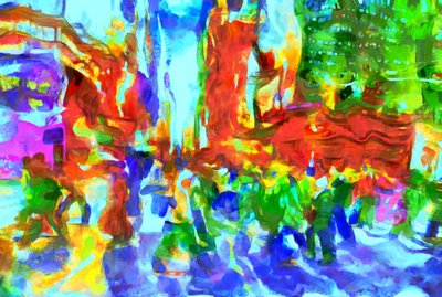 Vihreä kaupunki,2020,(sekatekniikka) tekijältä Alexei Makhov