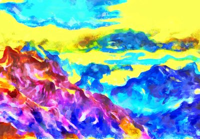 Vuoret kuin jäätyneet aallot,2020,(sekatekniikka) tekijältä Alexei Makhov