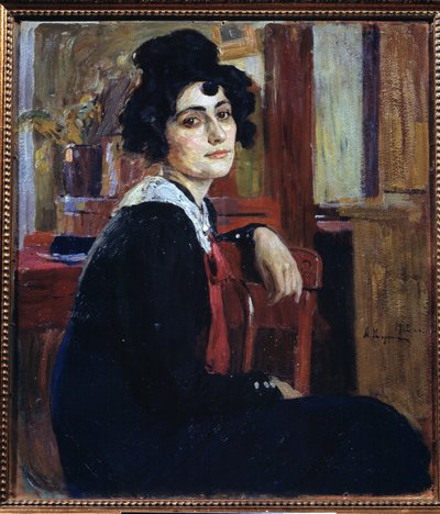 aRanskalainen (A Frenchwoman). Aleksei Mikhaylovich Korin (Korine) (1865-1923) maalaus öljy kankaalle tekijältä Alexei Mikhailovich Korin
