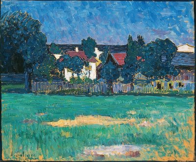 Wasserburger maisema taloja ja niitty. 1907 tekijältä Alexej von Jawlensky