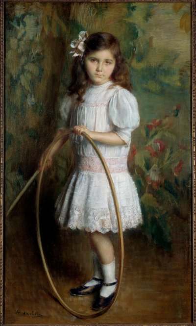 Taiteilijan tytär vanteessa maalaus Alexis Axilette (1860-1931) 1909 Angers, musee des Beaux Arts - Taiteilijan tytär vanteella. Alexis Axiletten (1860-1931) maalaus tekijältä Alexis Axilette