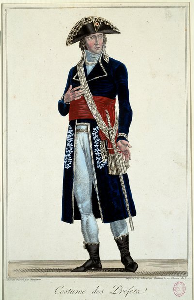Prefetti sinisessä puvussa. Kaiverrus Alexis Chataignier (1772-1817) tekijältä Alexis Chataigner