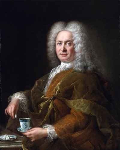 Muotokuva herrasmiehestä, jolla on kuppi suklaata - Peinture de Alexis Simon Belle tekijältä Alexis Simon Belle