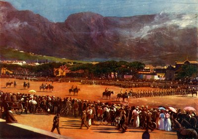 "Kapkaupungin vartijan kokous paraatikentällä Kapkaupunki, 12. tammikuuta 1901", 1901 tekijältä Alf S Hosking