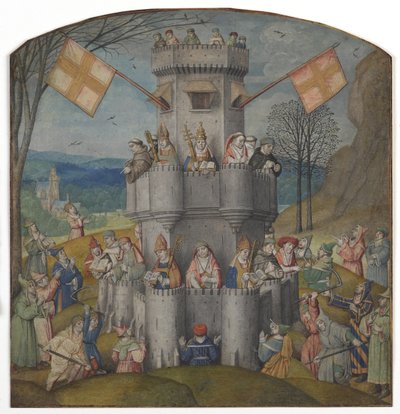 Linnoitus puolustettu, 1400-luvun puoliväli (valaistu käsikirjoitus) tekijältä Alfonso de Spina