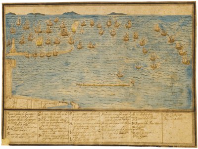 Topografinen kuvaus Leghornin taistelusta, n. 1653 tekijältä Alfonso the Younger Parigi