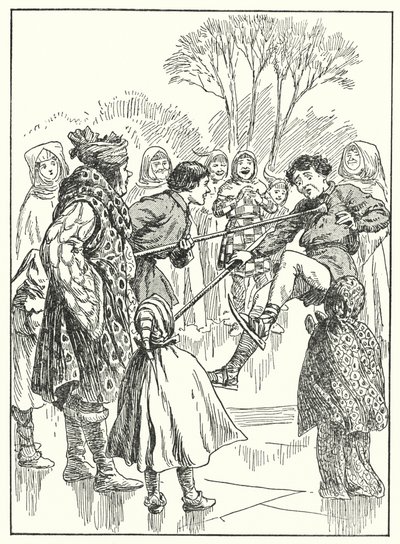 Merrie England: Oppipojat jään kallistamisessa (litografia) tekijältä Alfred (after) Pearse