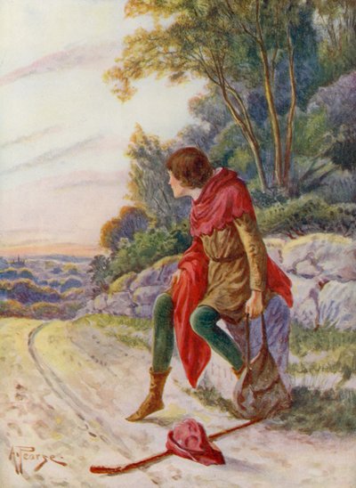 Merrie England: Dick Whittington (värilitografia): Dick Whittington (värilitografia) tekijältä Alfred (after) Pearse